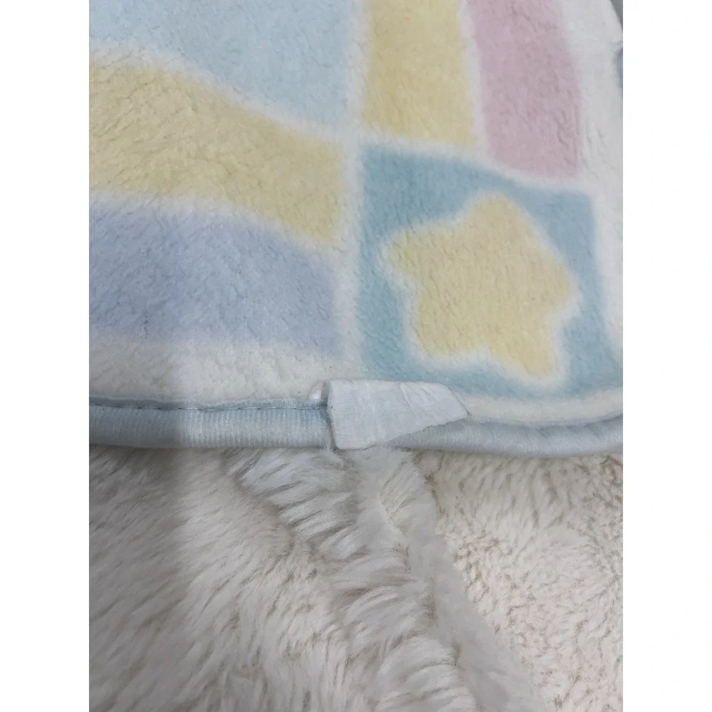 Vtg Care Bears Plush Baby Blanket Bedtime Wish Dream Minky Stars Swing 30x42
